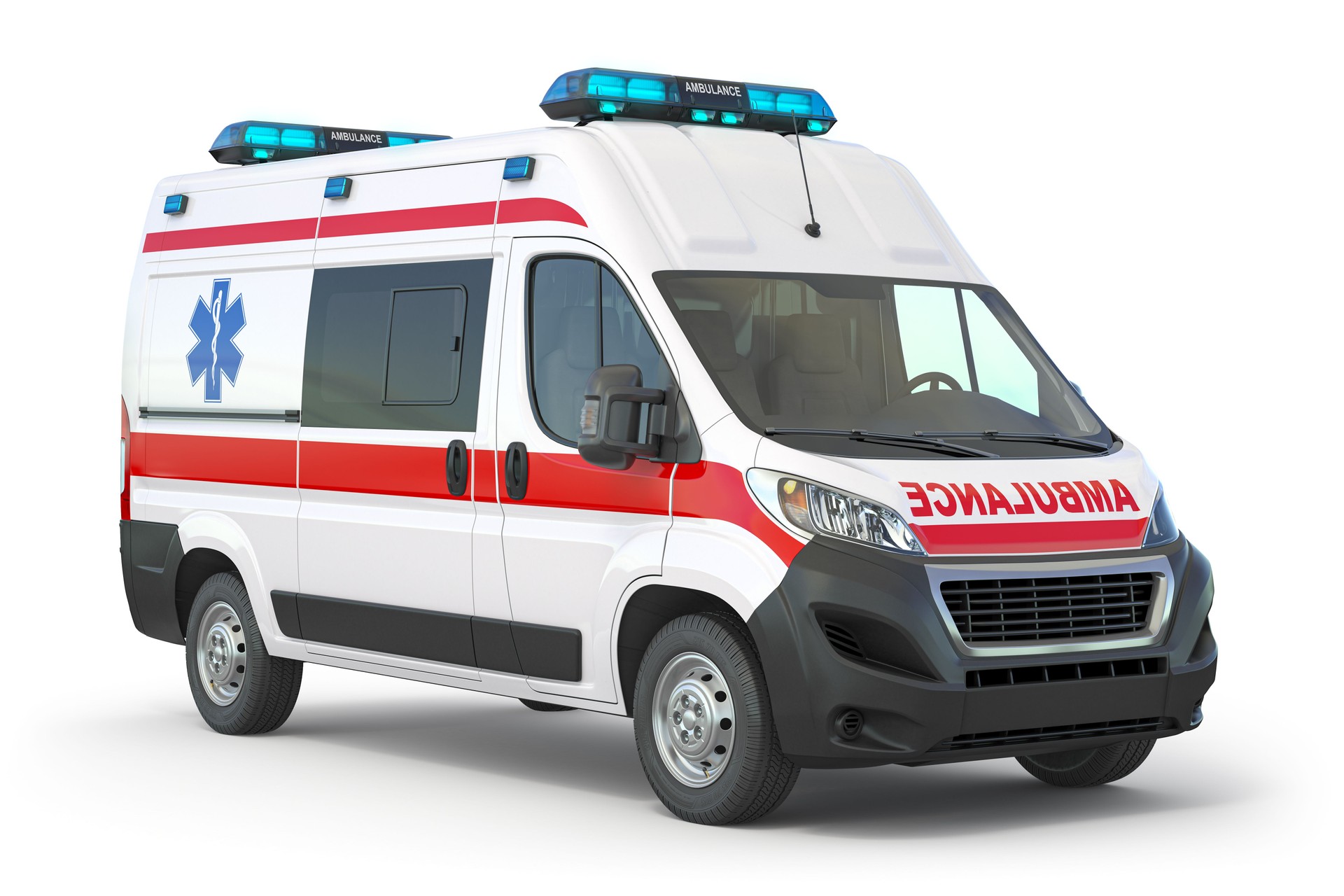 Ambulance car isolated on white.